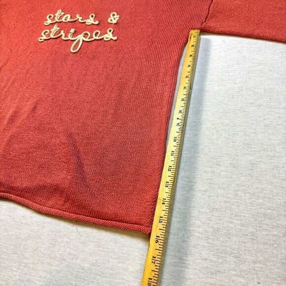 Stars & Stripes Knitted Sweater Marbled Reunited Women’s Sz M Coral - Picture 6 of 8